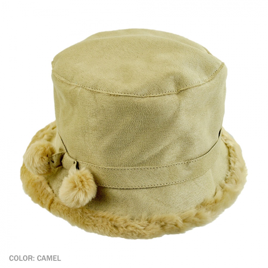 sur la tete Siberian Faux Suede Bucket Hat Women's Cold Weather Hats