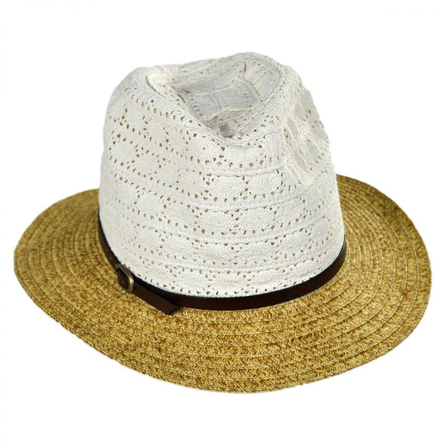 San Diego Hat Company Cotton Lace Crown Toyo Straw Fedora Hat Fedoras