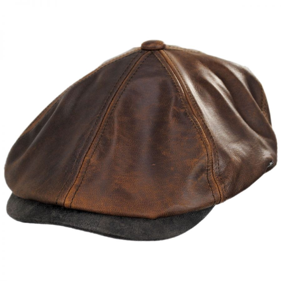 B2B Jaxon Leather Suede Newsboy Cap Flat Caps