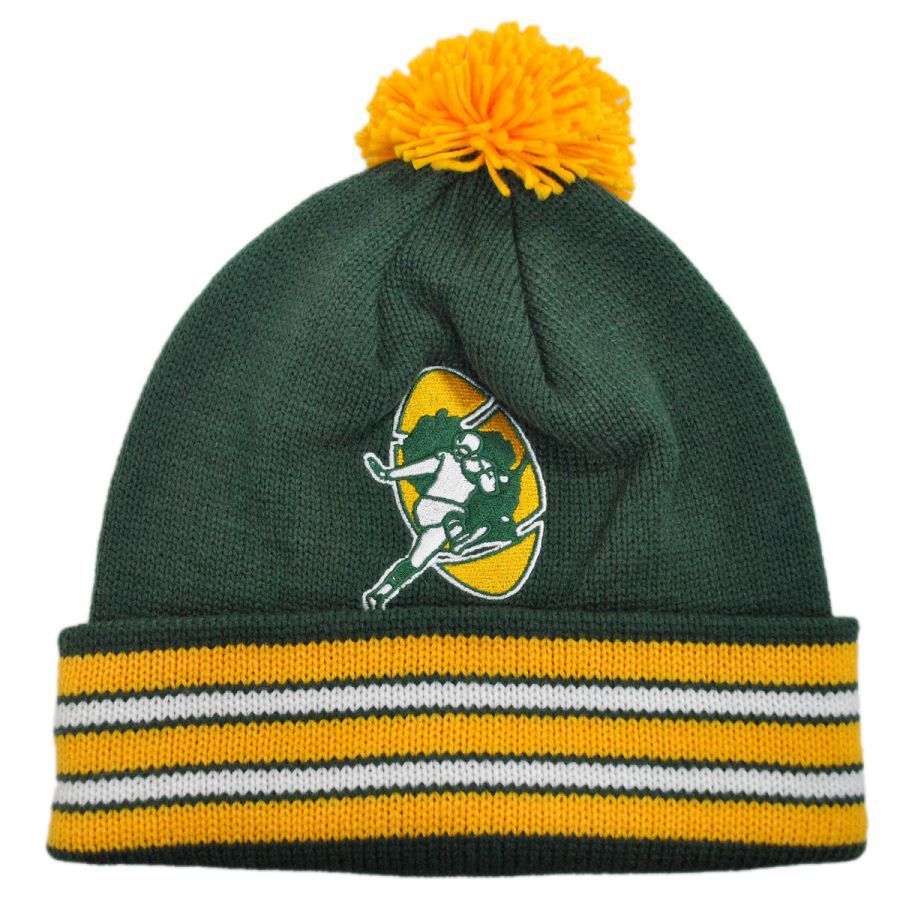 Mitchell & Ness Green Bay Packers NFL Cuffed Knit Beanie Hat w/ Pom NFL ...