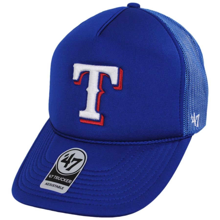 Men's 47 Brand Texas Rangers MLB Foam Mesh Trucker Snapback Baseball Cap: Size: Adjustable Royal Blue